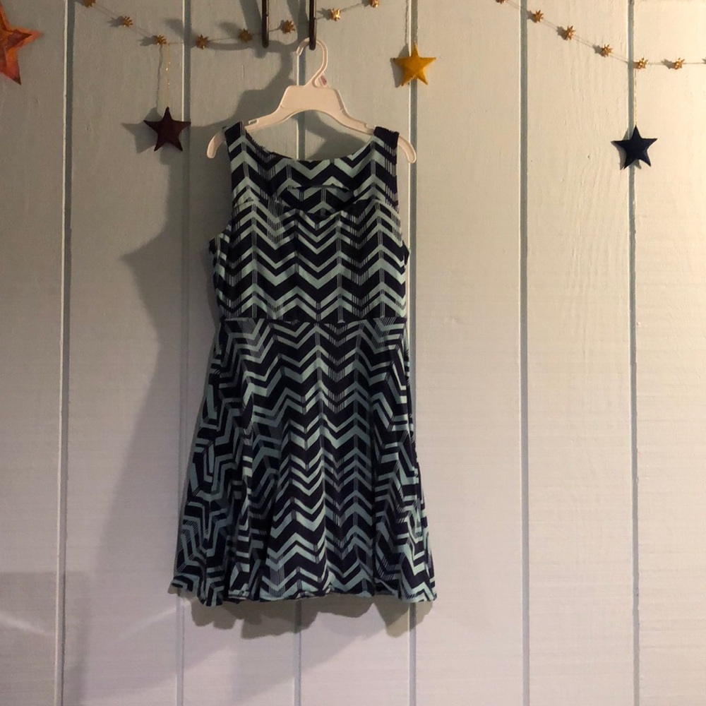 Blue chevron skater dress